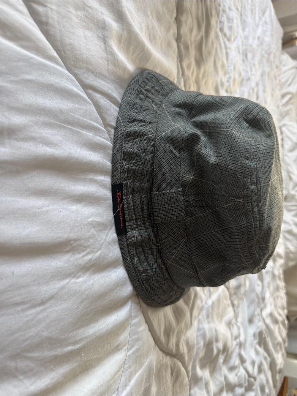 Ben Sherman Gray Plaid Bucket Hat with Black Lining